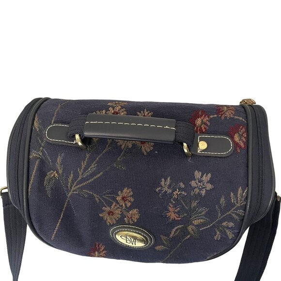 Vintage DVF Diane Von Furstenberg Floral Tapestry Case Bag Women Blue Travel - Picture 3 of 12